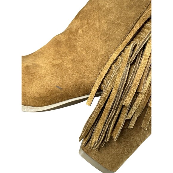 DV By Dolce Vita Ankle Boot Booties Sz 6 Brown Suede Tassels Fringe Peep Toe - Picture 5 of 10